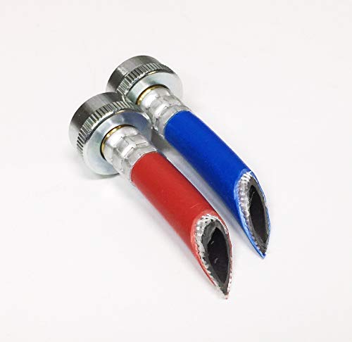 2-Pack Premium PVC and Inside Nylon Brainded Washing Machine Hoses - 6 FT No-Lead Burst Proof Red and Blue Colored Water Inlet Supply Lines - Universal Connection - 10 Year Warranty