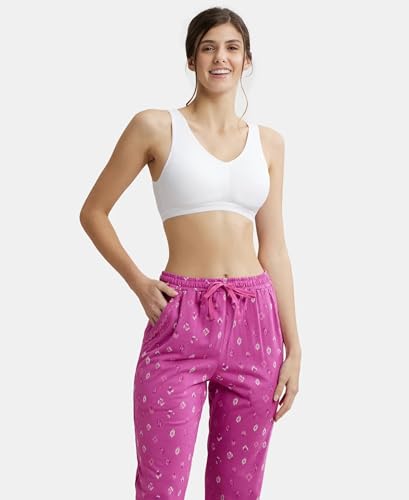 Image of Jockey ES04 Women's Wirefree Padded Super Combed Cotton Elastane Stretch Full Coverage Sleep Bra with Removable Pads and Ultrasoft Underband