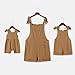 Mommy and Me Dresses Outfits Solid Color Family Matching Romper Shorts Jumpsuit Overall Bowknot Decor Sleeveless Spaghetti Straps Summer Casual Clothes for Mother and Daughter Khaki Brown 3-6 Months