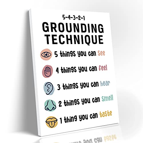 Grounding technique Art Printed Poster, Mental Health Canvas Poster with Frame, Coping Skills, DBT Poster, Counselor Office Decor, Therapist Office, School Psychologist, Ready to Hang (12"X15")