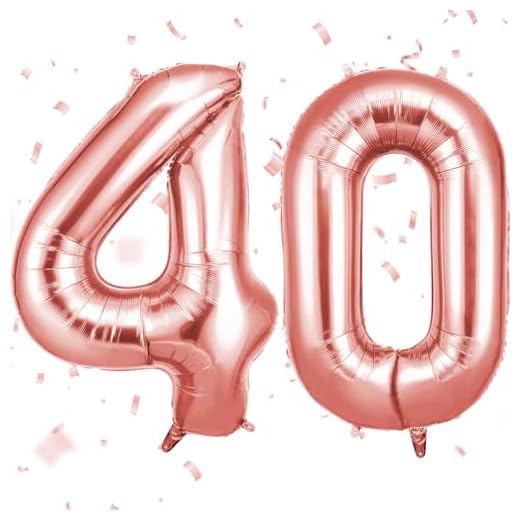 OFFCUP Zahlen Luftballon 40 Geburtstag Roségold, Folienballon Zahl 40, 40 Zoll Helium Ballons Riesen 101cm Geburtstag Mädchen Junge PartyDeko Ballon Zahl Deko zum Jubiläum Neujahr Hochzeit