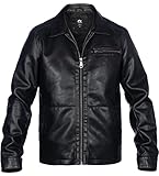 whattry Mens Faux Leather Jacket, Motorcycle Biker Bomber Coat