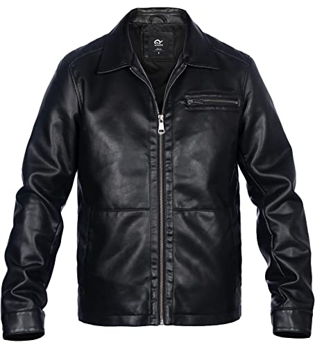 Whattry Mens Faux Leather Jacket, Motorcycle Biker Bomber Coat #TOP8