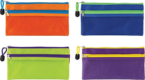 [Set of 2] A6 Zipper Pouch Case Storage Document Wallet Travel Receipts Zip Lock Bags Pouch with Zipper for Cosmetics Cases Organisers Offices Supplies Travel Accessories (Double Zip Mesh Wallet) — image 1