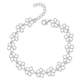 Kaletine Daisy Flower Bracelet White Laser Engraved 925 Sterling Silver CZ Adjustable Chain...