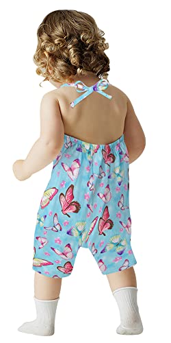 Raisevern 2T 3T Romper Butterfly Baby Girls Summer Clothes Slouch Jumpsuit Toddler Infant Strap Backless Jumper One Piece Harem Outfits Kid Overalls #TOP3