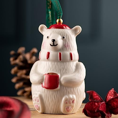 Belleek Polar Bear Ornament (2.2" L X 2.2" W X 3.1" H) - Handcrafted Christmas Tree Decoration, Adorable Home And Office Decor #TOP1