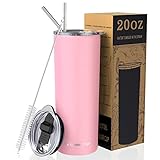 Umite Chef Straw Tumbler Skinny Travel Tumbler with Lid, Vacuum Insulated 20oz Coffee Mug, Double...