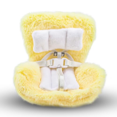 Mini Car Seat for 17cm, Clip-On Air Vent Safety Seat with Soft Cushion and ABS Base, Cute Car Decoration & Display Stand for Collectors and Toy Fans, Yellow