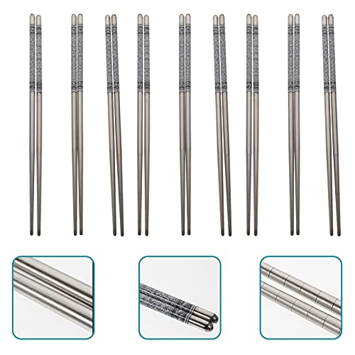 HEMOTON 12 pares de hashis de aço inoxidável reutilizáveis resistentes a altas temperaturas Hashis j