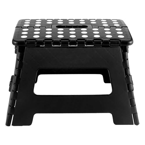 Banqueta Dobrável Banquinho Resistente Multiuso De Plástico Com Alça Portátil 22cm Preto