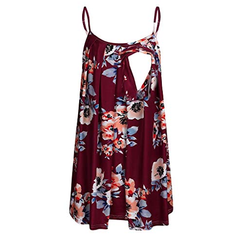 Jimmackey Premaman Donna Estive Eleganti Camicie Bambi T-Shirt Moda Doppio Strato Top Gilet Magliette Allattamento Maglia Camicetta Largo Sling Manica Corta Tinta Floreale Casual Ruffle Gravidanza