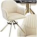 tectake® Silla Giratoria Tapizada con Respaldo Continuo, Patas de Acero Giratorias 360º, Silla Dormitorio, Butacas de Salon, Sillas Comedor, Silla Comedor Nordica - 1 Silla Crema/Oro