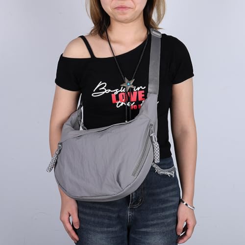 Nylon Crossbody Bag for Women Men Trendy Crescent Slouchy Tote Bag Hobo Shoulder for Outdoor Travel4