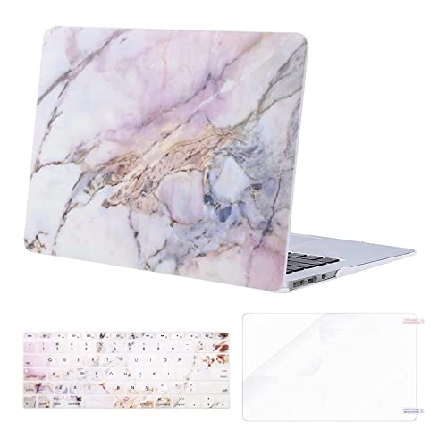 MOSISO Compatible with MacBook Air 13 inch Case (Models: A1369 & A1466, Older Version 2010-2017 Release), Plastic Pattern Hard Shell Case & Keyboard Cover & Screen Protector, Colorful Marble