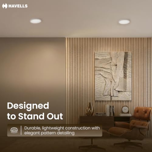 Image of Havells Aurika 18W LED Surface Ceiling Light|Warm White Light|Glare-Free Diffuser for Soft & Uniform Illumination|Easy Surface Mount Design|Long Life LED|Ideal for Bedroom, Living Room, Office