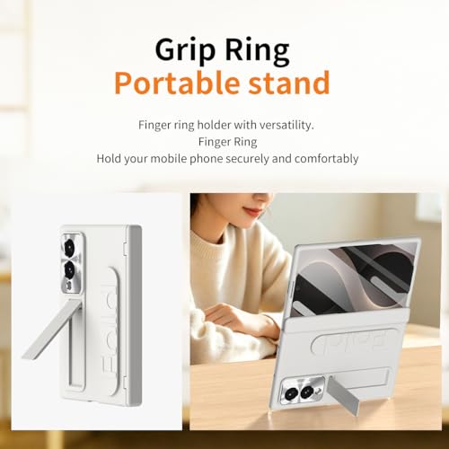 Image of for Samsung Galaxy Z Fold 8 Wide Protect Case with Wristband Stand, Built-in Screen & Lens Protection Shockproof Full Body Drop Fall Protection.(White)