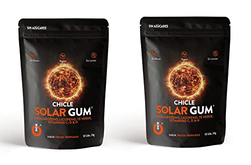 WUG CHICLE SOLAR GUM - Ideal Bronceado, Betacaroteno, Vitaminas C, D y H, Licopeno y Té Verde, Pack 2 cajas (2 x 10 uds) Cover