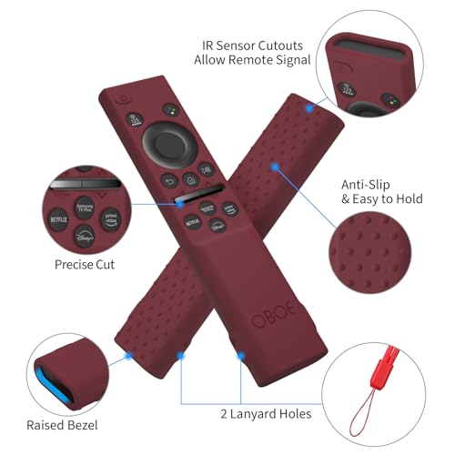 Image of Oboe Silicone Tv Remote Cover Compatible with Samsung Smart Tv Remote BN59-01311 Samsung QLED TV Remote Open Key Protective Case with Loop (I-Wine Red) [Remote NOT Included]