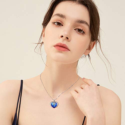 AOBOCO Sterling Silver Registered Nurse RN NP LPN Caduceus Pendant Necklace with Angel Heart Charm Made with Austrian Crystal, Nurse Nursing School Graduation Gifts for Women4