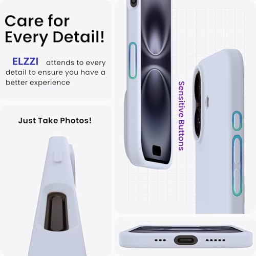 Image of Elzzi Microfiber Logo Cover Compatible for iPhone 17 Case Liquid Silicone Cases Full Body 4 Layer Protective Covers Shockproof Back Cover (Mist)