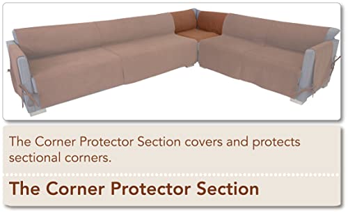 Floppy Ears Design Corduroy Sectional Couch Cover Slipcover Protector, Patent Pending, Sold By Piece Not Set (Corner 30” X 30”, Cocoa Brown) #TOP3