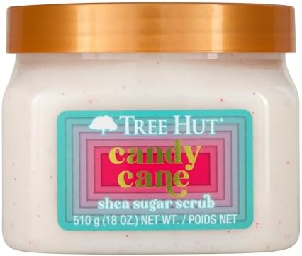 Tree Hut Candy Cane Shea Sugar | Exfoliating Body Scrub Removes Dead, Dry Skin for a Soft & Hydrated Feel | Limited Edition Holiday | Nourishing Essential Body Care | 18 fl oz.