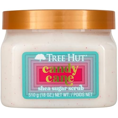 Tree Hut Candy Cane Shea Sugar | Exfoliating Body Scrub Removes Dead, Dry Skin for a Soft & Hydrated Feel | Limited Edition Holiday | Nourishing Essential Body Care | 18 fl oz.