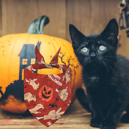 2 Stück Halloween Halsdreiecke Hundehalstücher, Hunde Dreiecks Halstuch, Hundehalstuch Dreieckstuch, Welpen Halstuch, Hunde und Katze Halloween kostüm