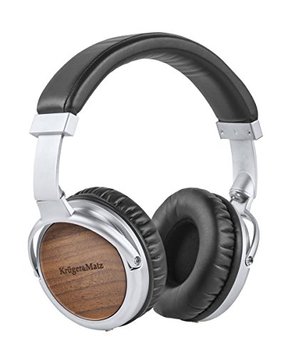 Krüger & Matz km0669 Auriculares de Diadema con Madera de Nogal Caja Negro/Plata