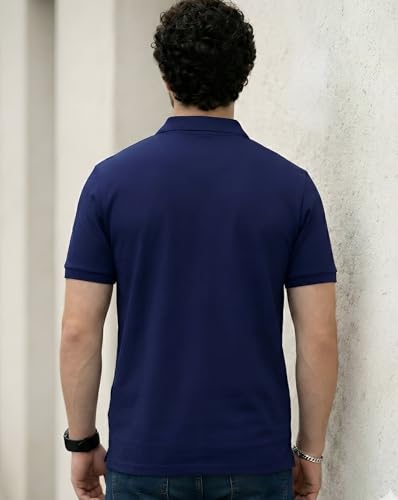 Image of AUSK Men's Half Sleeve Regular Tshirt Colorblock Polo Neck Black