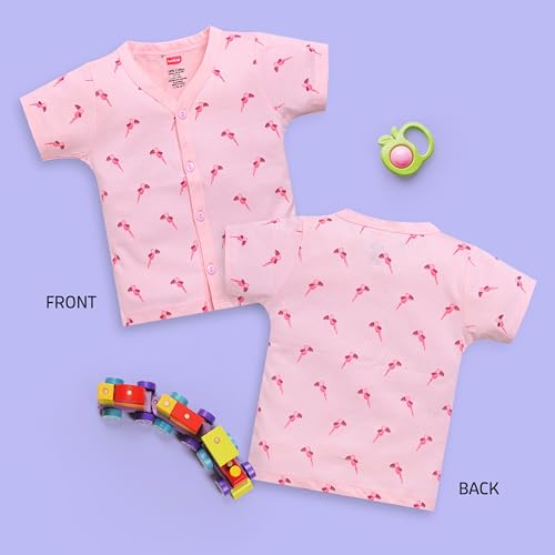 Image of LuvLap Baby Girls Regular Fit 100% Cotton Half Sleeves Girls Jhabla Shirt Pack of 4