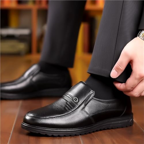 Men's Genuine Leather Dress Shoes Wide Width Business Casual Comfortable Round Toe Slip-On Shoes for Men3