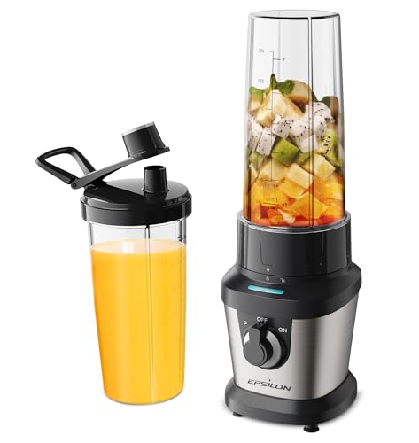 Smoothie Blender, Personal Blender for Protein Shakes Smoothies, 24 Oz BPA Free Travel Cup and Lid,Portable Blender, LED Display for Traveling Fruit Veggie Juicer & More-Black(400W)