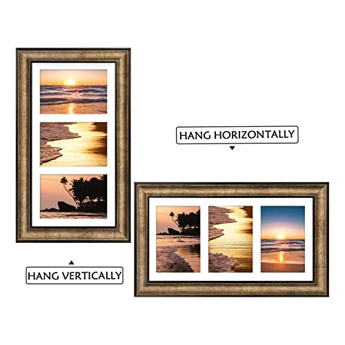 Golden State Art, 7X14 Antique Gold Photo Collage Frame With White Mat Displays (3) 4X6 Pictures - Great For Dad Gifts From Daughter Son #TOP3