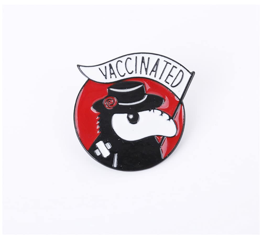 Broche vacunado con diseño de doctor de la peste de dibujos animados, alfileres esmaltados con solapa, insignia, joyería médica, regalo para médico, enfermera, Acero aleado, Sin gemas. 6