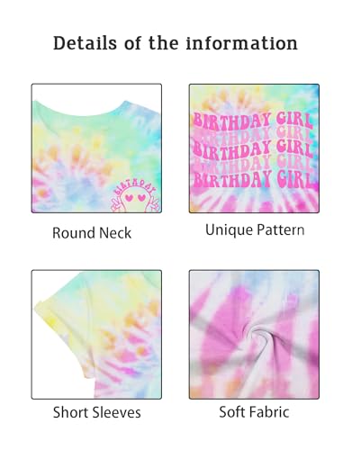 Image of YHHR Birthday Girl Shirt Tie Dye Girls Birthday Shirts 7-14 Year Kids Tops
