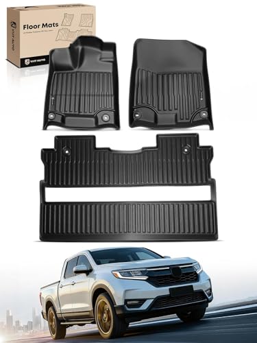 YHTAUTO Automotive Floor Mats Compatible with Honda Ridgeline 2017-2026 TPE Floor Liners All-Weather Protection Custom Fit 1st & 2nd Row Set of 3