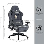 Symino Gaming Stuhl, Atmungsaktiver Bürostuhl aus Hochwertigem Stoff, So Weich Wie Pelz, Ergonomischer PC-Stuhl, Verstellbarer und Drehbarer Schreibtischstuhl mit Fußstütze, Grau – Bild 2