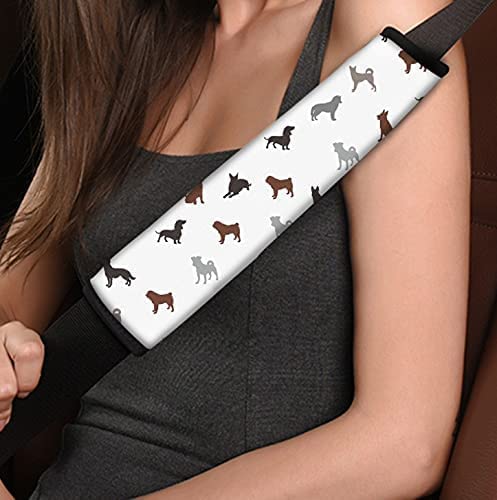Paquete de 2 Almohadillas para cinturón de Seguridad, Almohadillas para arnés de Coche con Gancho y Bucle, cojín de Viaje, Funda para cinturón de Seguridad de Coche (Cachorro)