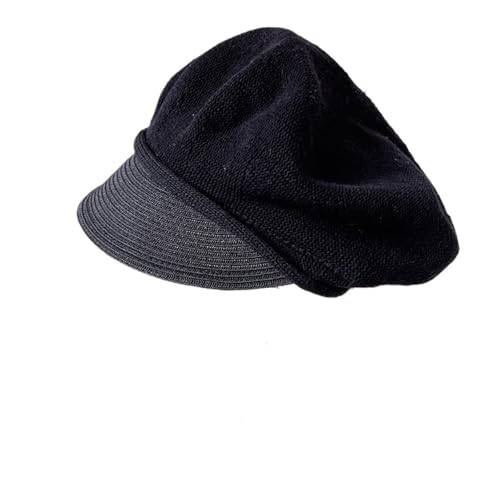 Chapeau d'été enfant tricoté en papier avec bord recourbé style octogonal