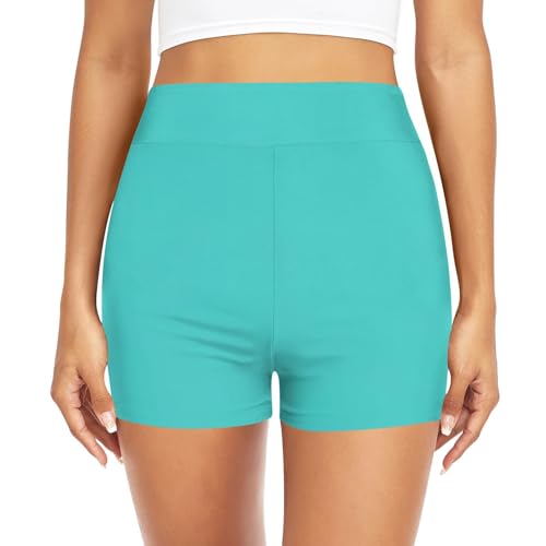 Amazon.com: Nander Teal Colored Women's Swim Shorts High Waisted