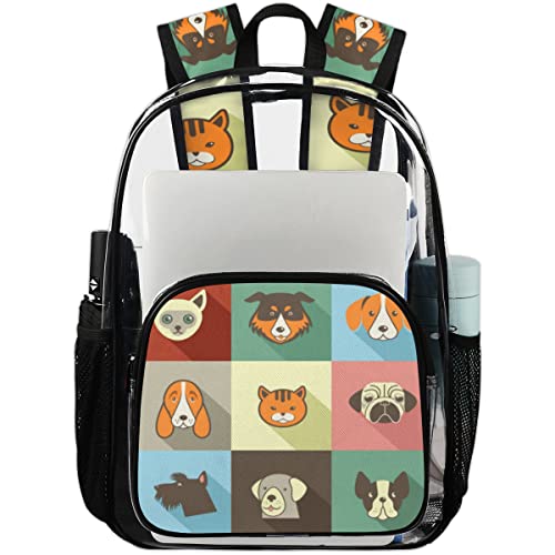 Sac à dos transparent pour le sport et l'université avec motif chiots amusant