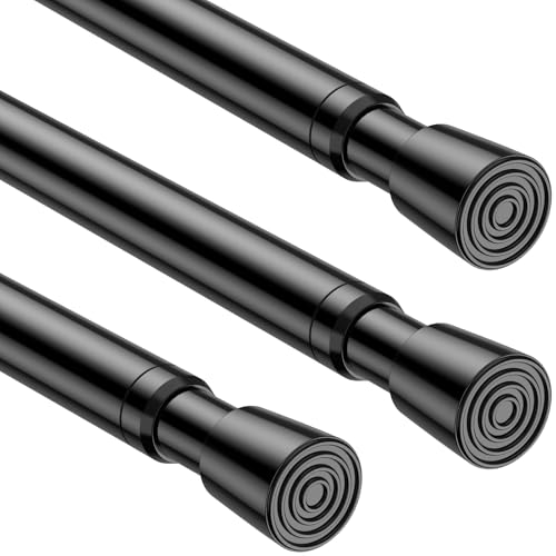 Image of MEXAU 3Pack Spring Tension Curtain Rod 33-59 inch Black Small Tension Rod