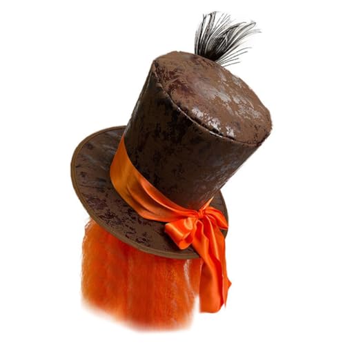 LALADEFIEE Sombrero de Fiesta Mexicano con Plumas de Naranjas Gorro de Mago para Carnaval Disfraz de Cosplay para Hombre y Mujer Accesorio para Actuaciones y Fiestas Temáticas