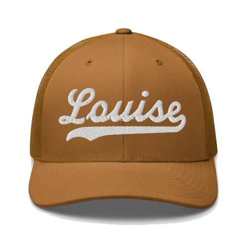 Louise Hat Louise Trucker Hat Baseball Script Embroidered Cap Vintage Sports Mesh Swoosh Gift Souvenir Headwear MS TX Caramel