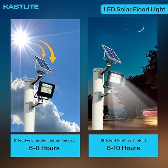 KastLite Solar Flood Light Fence/Security Floodlight Spotlight 10W 80 Watt Equiv. 5000K