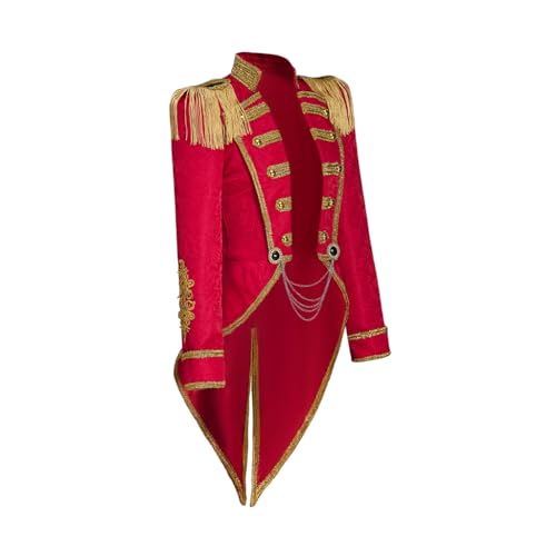 Image of Saniplaycos Women's Ringmaster Jacket Tassel Coat Uniform Ringmaster Circus Costume Medieval Long Sleeves Tailcoat