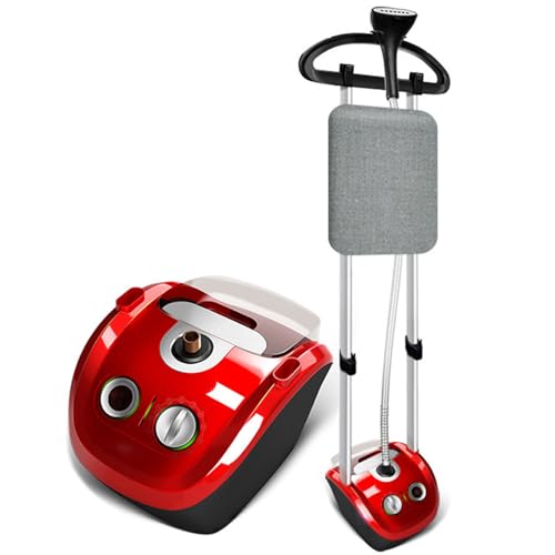VERVELINK Planchas de Vapor Verticales, 2000W Ropa Profesional Plancha de Vapor para Uso Doméstico o Comercial, Tanque de Agua de 2,3l, 85 Minutos de Vapor Continuo, con Cepillo y Perchas,Red
