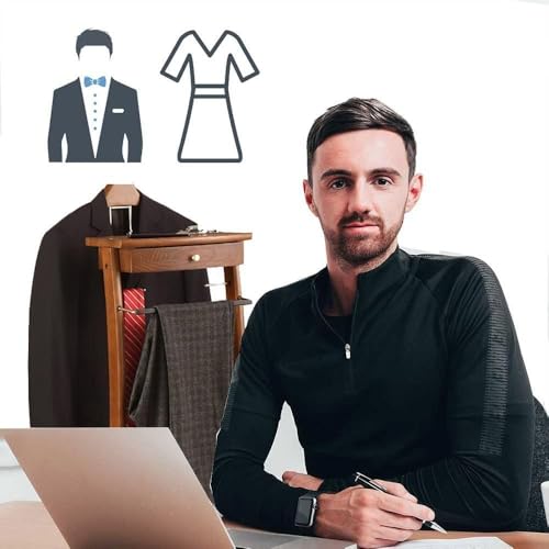 Qcesorib Galán de Noche de Madera Mueble con Estante del Cajón Hombros Anchos Curvados Perchero Delantero con Funda de Goma Antideslizante Alto x Ancho x Fondo: 112,2 x 44,4 x 30 cm - imagen 2